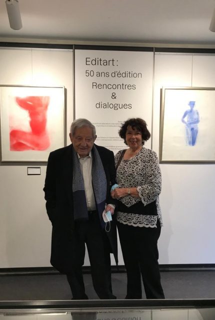 Orlando et Dolores Blanco, décembre 2022, lors du vernissage de l'expositon consacrée à Editart au Manoir des livres