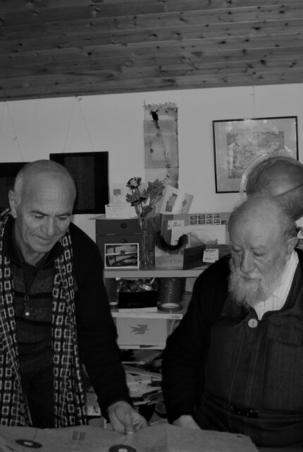 Michel Butor dans son bureau avec l'artiste Youl, Lucinges, 2010 ©Youl