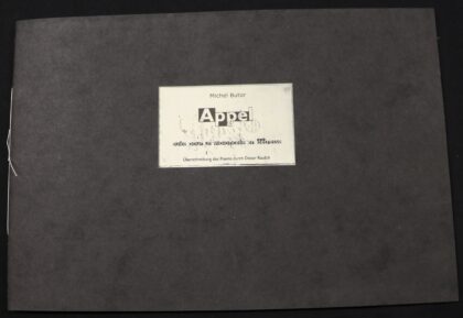 "Appel Suite pour violoncelle en détresse", par Michel Butor, Jean-Yves Bosseur, Roger Druet, Franck Jalleau, Imprimerie Nationale Edition, 1994, Gouvieux, Paris