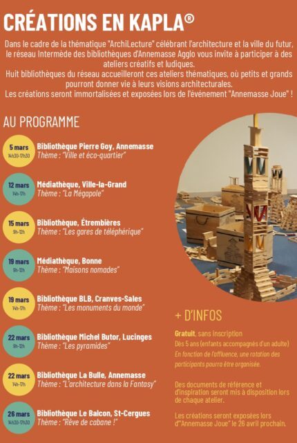 Flyer_Programmation Intermède_Ateliers de création en KAPLA®
