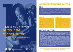 Exposition "Autour de Michel Butor", organisée par la maison d'édition Editart, à l'Espace Nouveau Vallon (Chêne-Bougeries, Suisse).