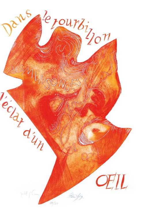 "Dans le tourbillon des mensonges l'éclat d'un œil", par Ania Staritsky et Michel Butor, 1976 © Gérard Cottet