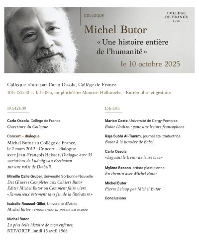 Programme du Colloque "Une histoire entière de l'humanité", par Carlo Ossola, au Collège de France